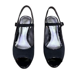 Liz Claiborne Women’s 6.5 Mary Jane Style Black 2” Heels with Front Buckles